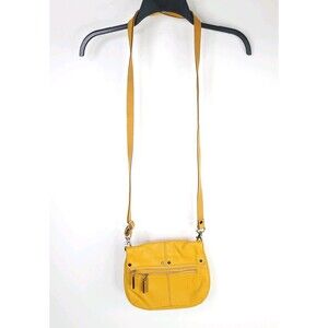 Tignanello Leather Crossbody Shoulder Bag Handbag Purse Mustard Yellow